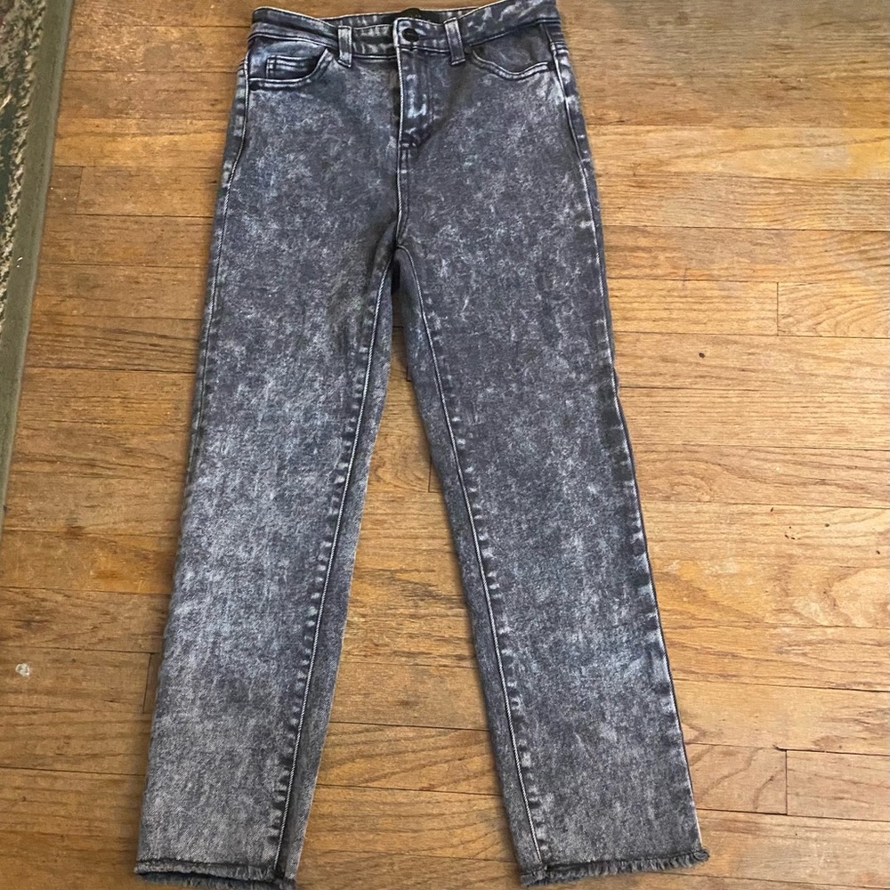 Kendall + Kylie Jeans The Icon High Rise Straight Leg Black Acid Wash Size 3/26